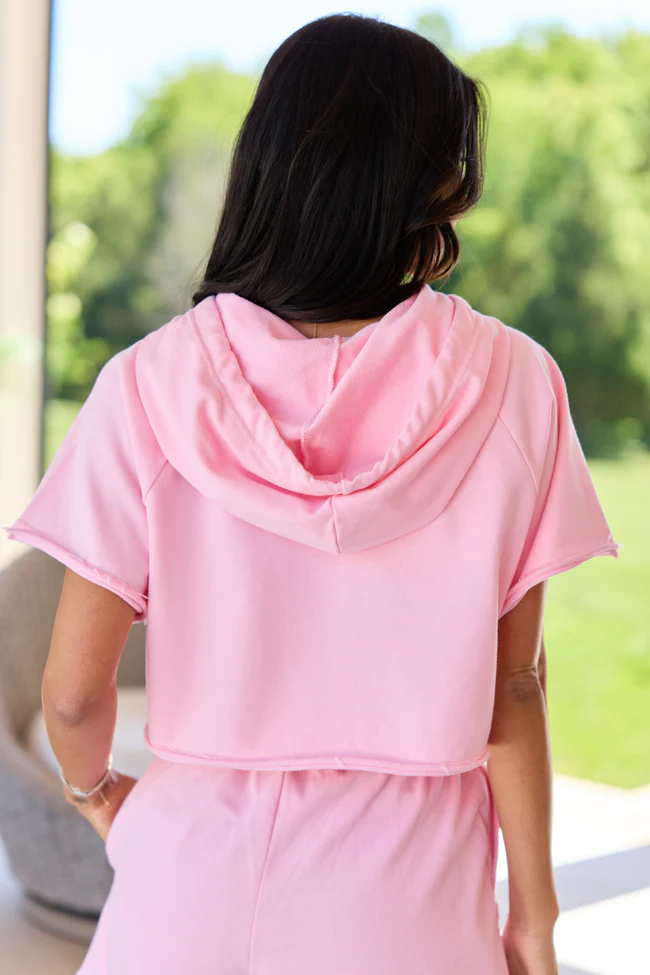 Everly Pink Cropped Hoodie - Image 4