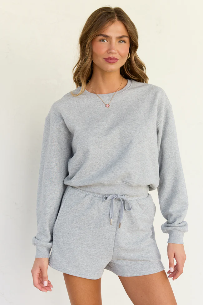 Everyday Ease Light Grey Cropped Sweatshirt