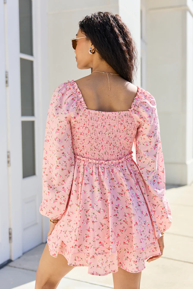 Farah Pink Floral Ruffle Trim Romper FINAL SALE - Image 5