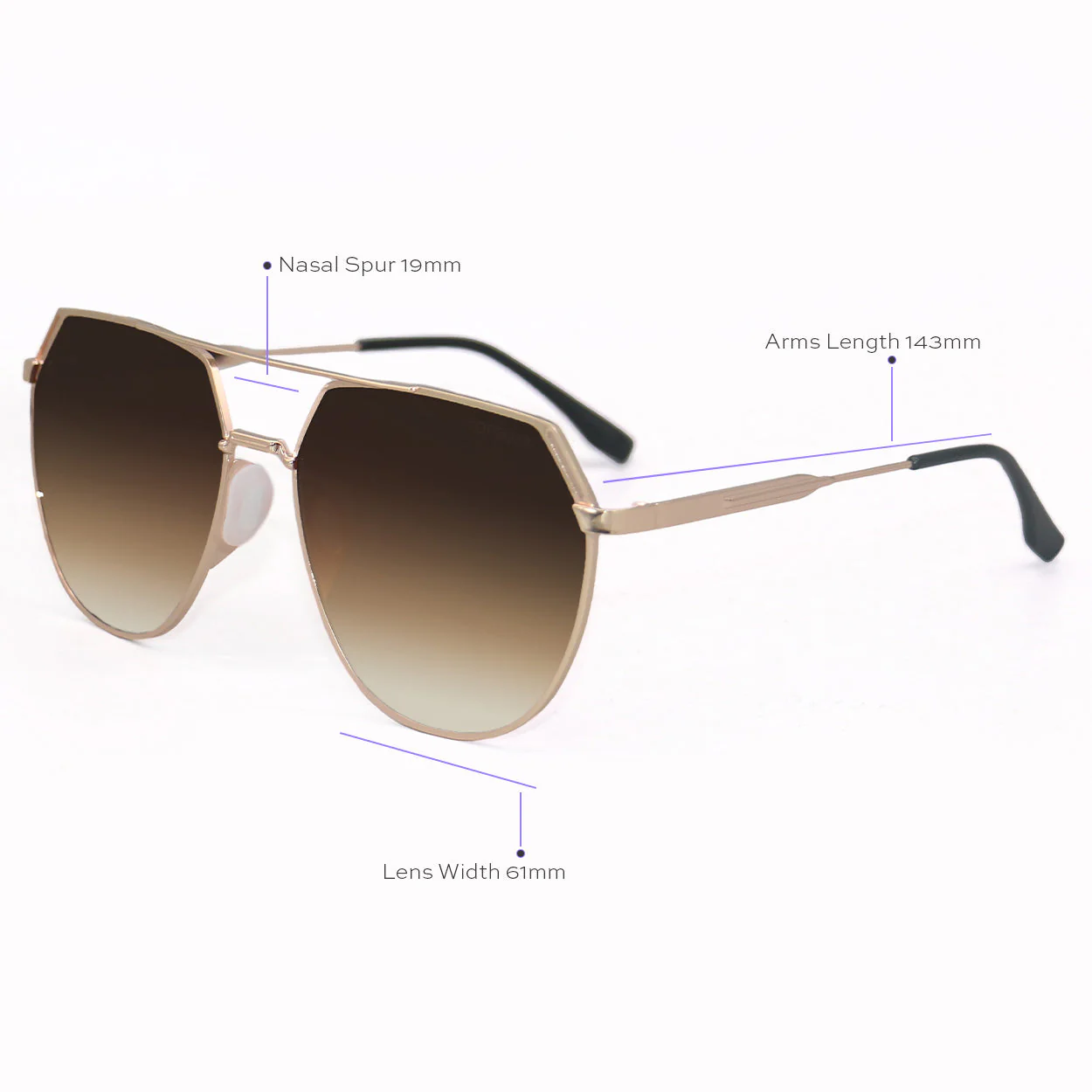 TopFoxx Farrah - Brown Tangle Free Aviator Sunglasses - Image 4