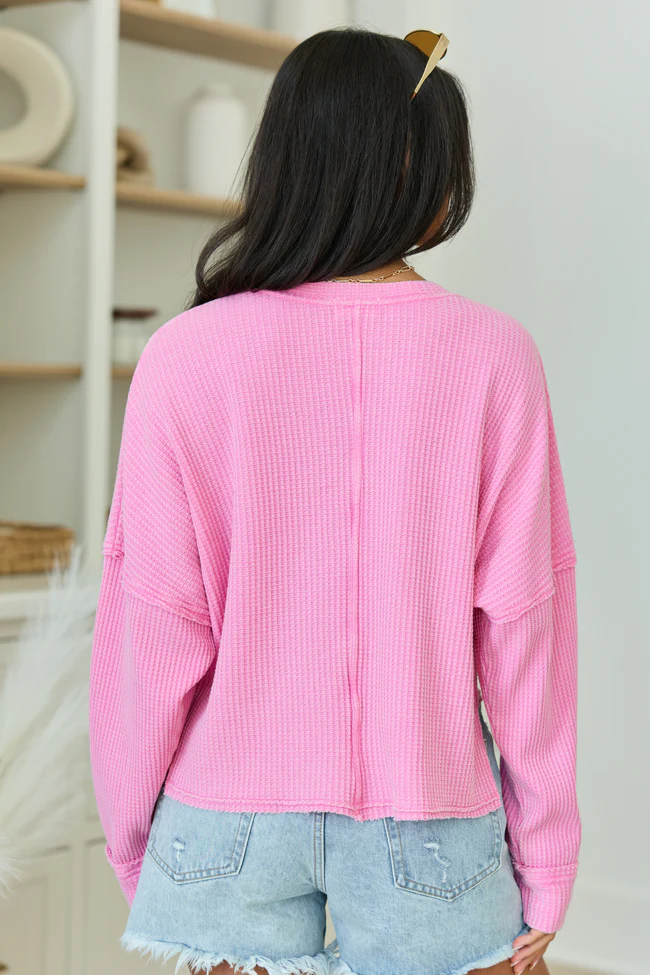 Felicity Fuchsia Pink Cropped Acid Wash Top FINAL SALE - Image 5