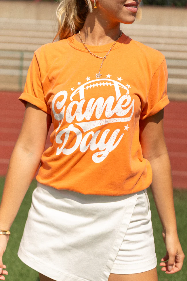 Game Day Script Burnt Orange Comfort Colors Graphic Tee - Image 2