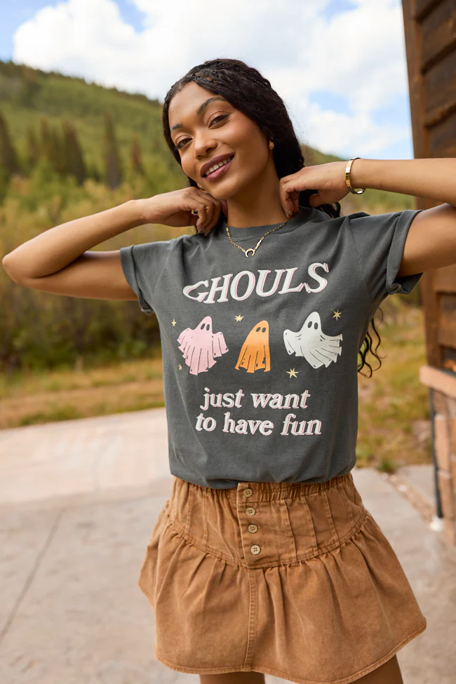 Ghouls Just Want To Have Fun Dark Grey Graphic Tee