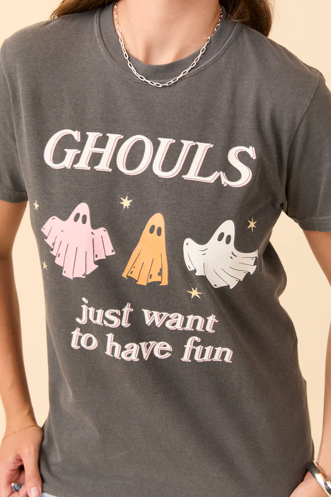 Ghouls Just Want To Have Fun Dark Grey Graphic Tee - Image 4