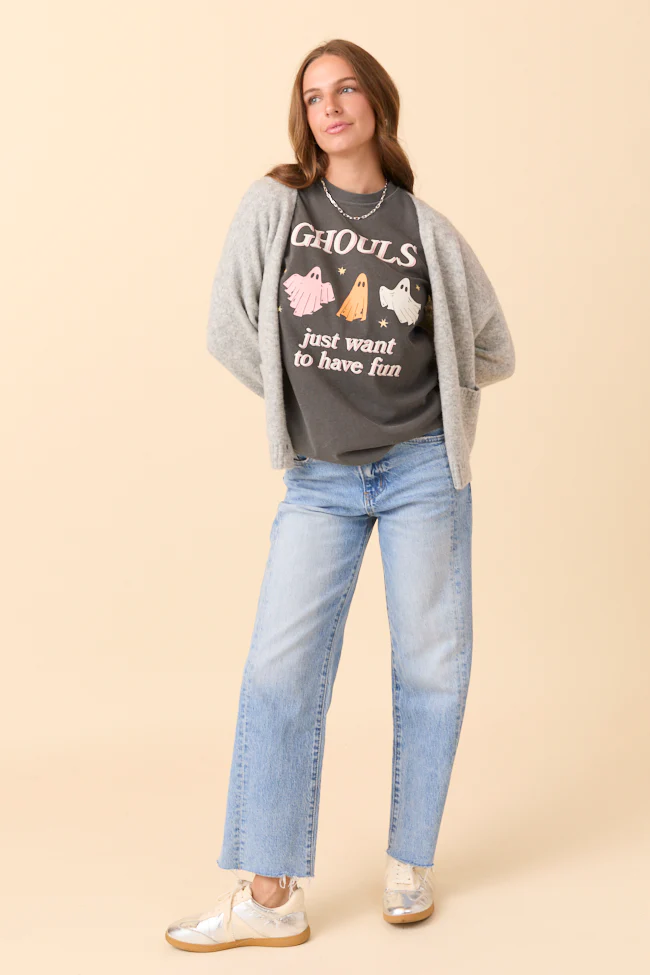 Ghouls Just Want To Have Fun Dark Grey Graphic Tee - Image 5