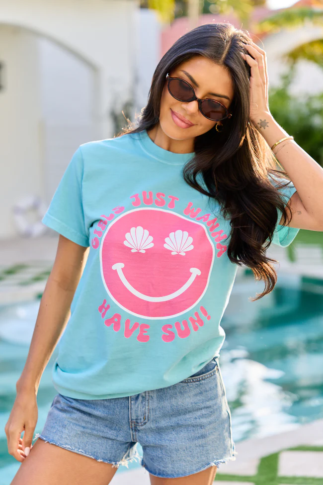 Girls Just Wanna Have Sun Chalky Mint Comfort Colors Graphic Tee