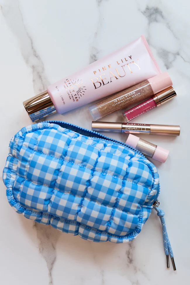GWP - Haylie Marine Blue Quilted Mini Bag + 5 Piece Beauty Kit