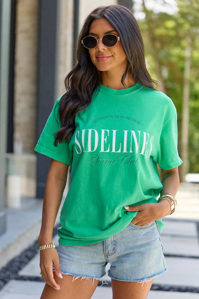 Head In The Game Green Comfort Colors Graphic Tee - Image 3