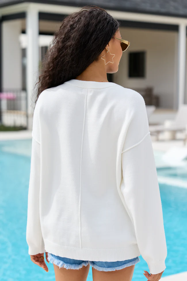 Home Of The Free Ivory Textured Flag Sweater SALE - Image 7