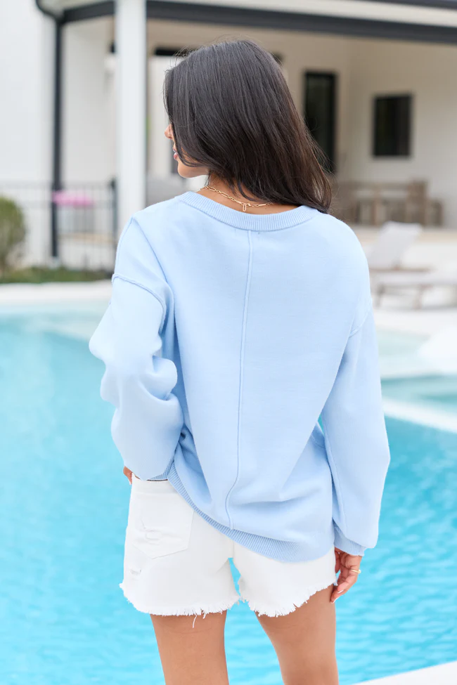 Home Of The Free Light Blue Textured Flag Sweater SALE - Image 7