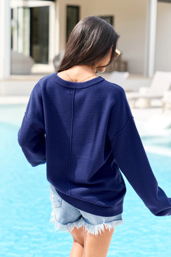 Home Of The Free Navy Textured Flag Sweater SALE - Image 7