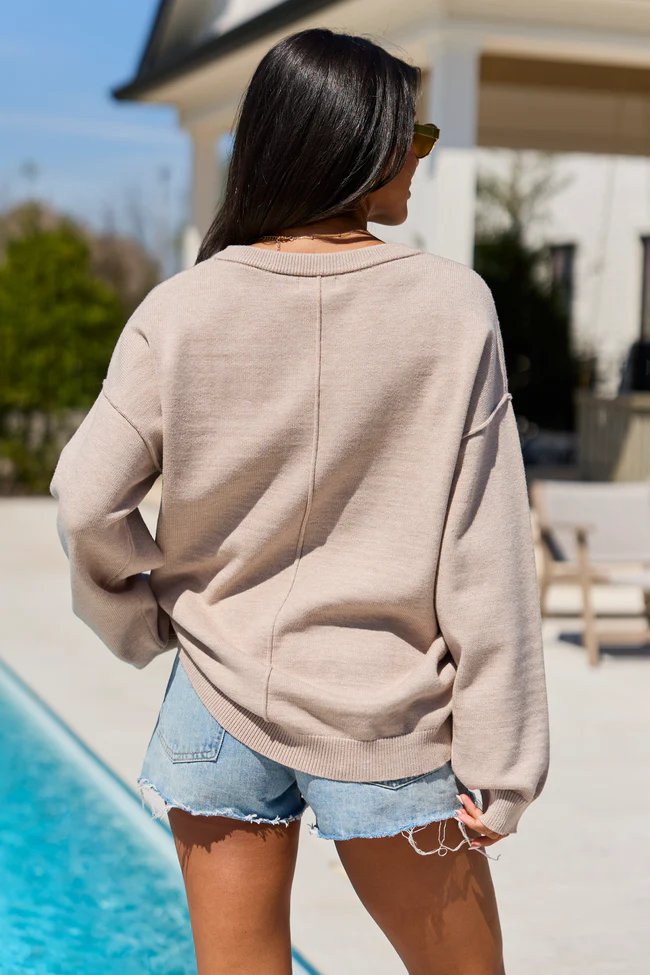 Home Of The Free Taupe Textured Flag Sweater SALE - Image 4