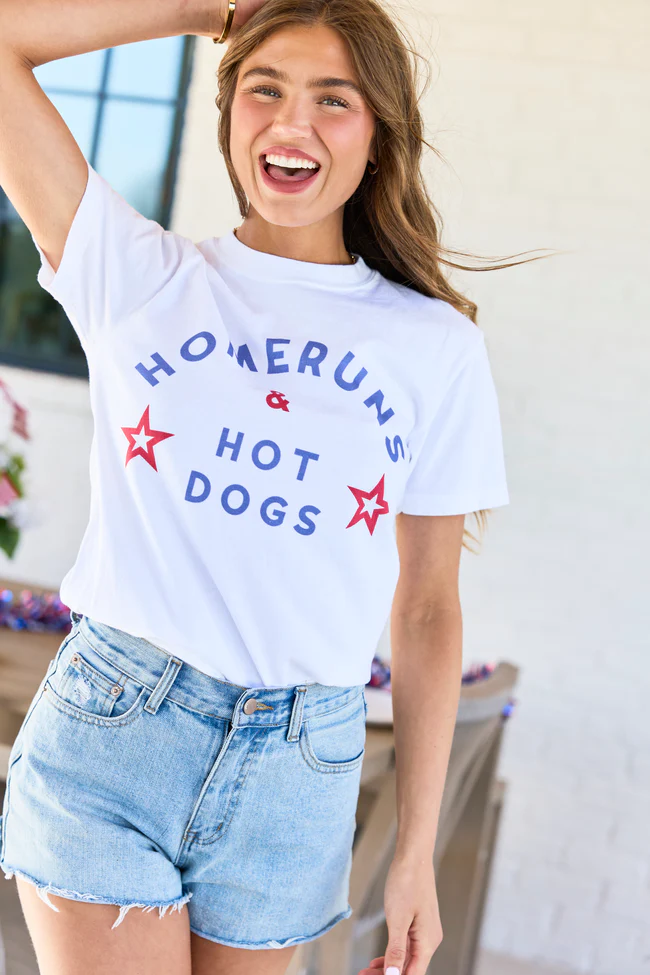 Homeruns & Hot Dogs White Comfort Colors Graphic Tee - Image 3