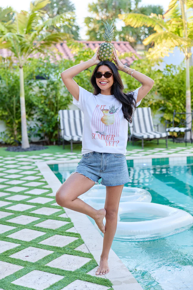 Is It Summer Yet White Comfort Colors Graphic Tee - Image 3