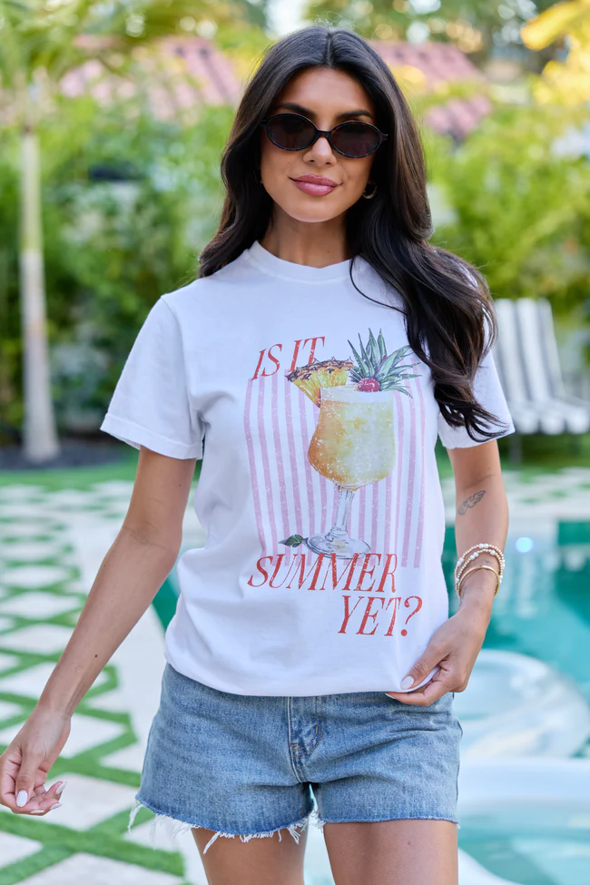 Is It Summer Yet White Comfort Colors Graphic Tee - Image 4