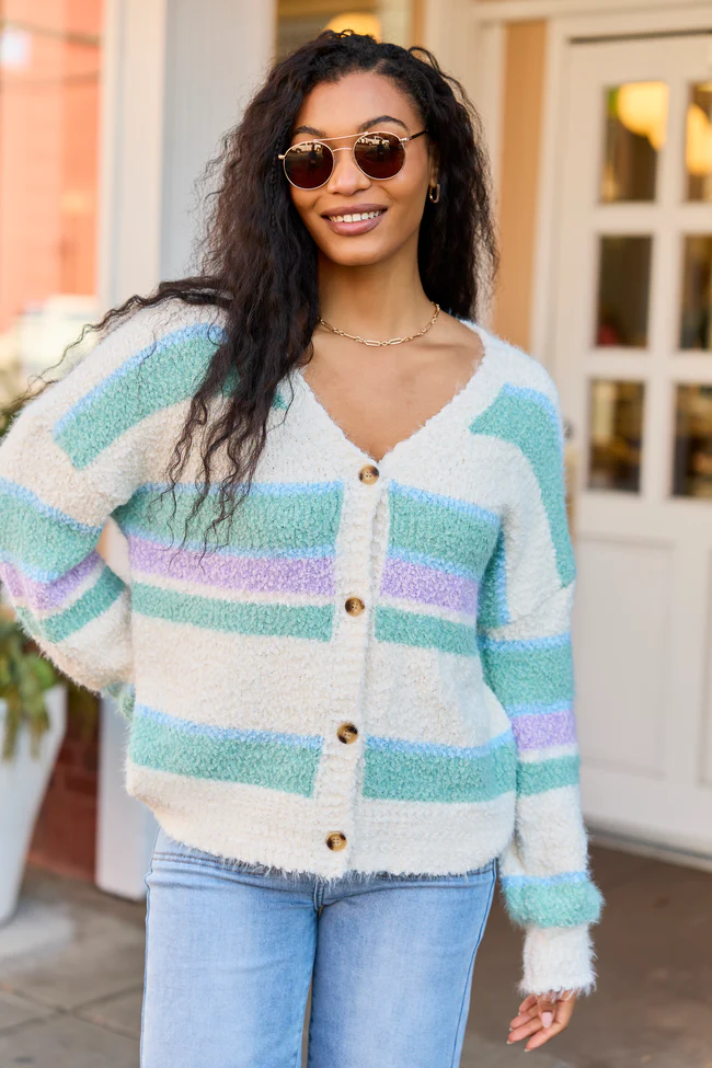 Izzy Pastel Striped Cardigan FINAL SALE - Image 3