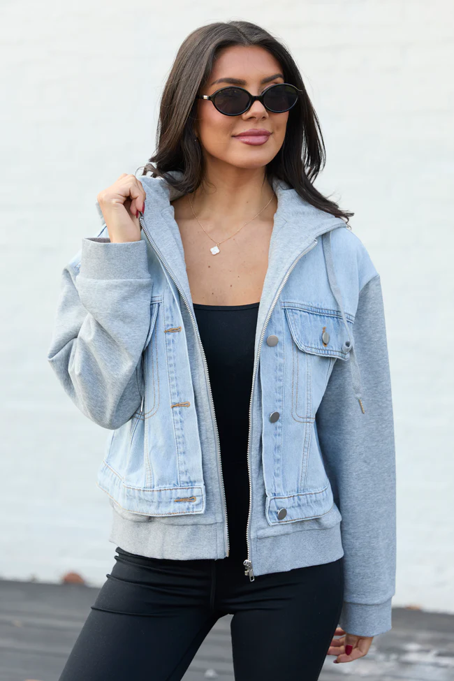 Jazzy Denim French Terry Hooded Jacket FINAL SALE