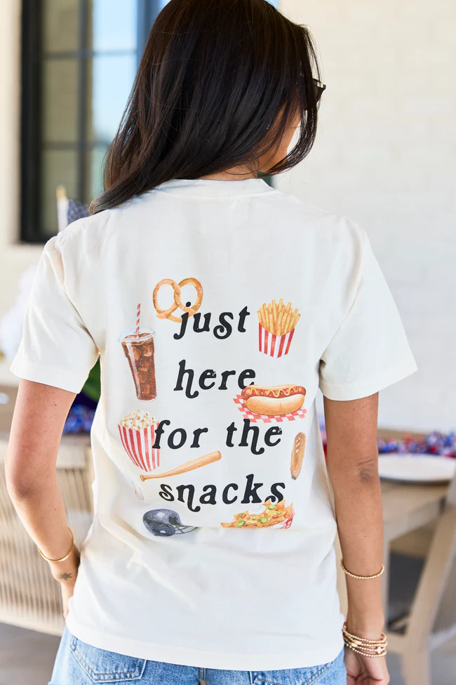Just Here For The Snacks Ivory Comfort Colors Graphic Tee - Image 5