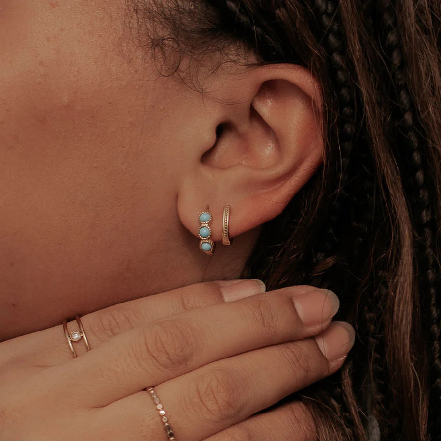 Lainey Turquoise Hoop Earrings - Image 3