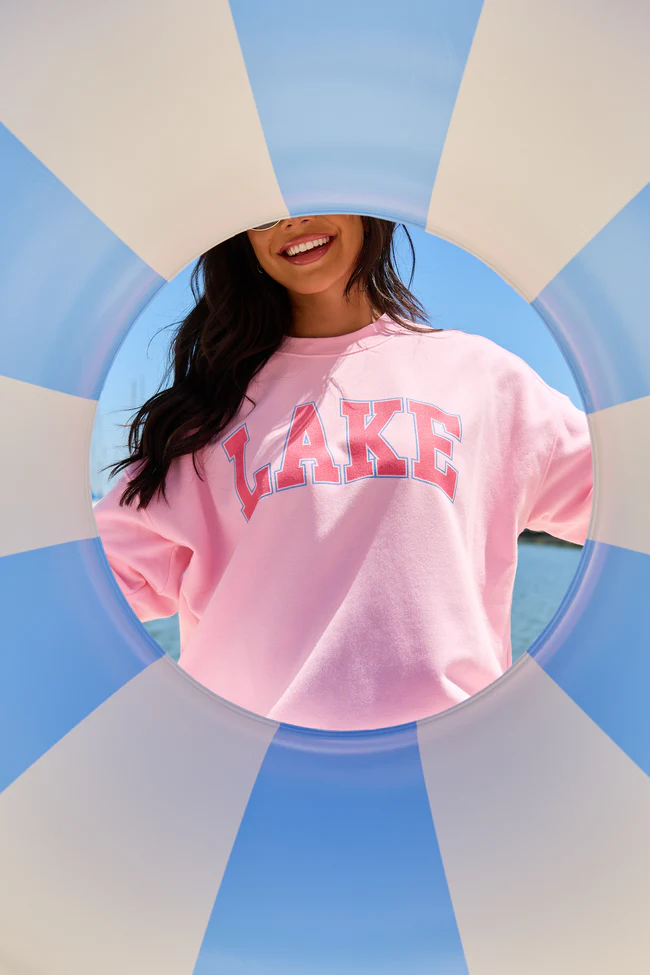 Lake Block Light Pink Graphic Sweatshirt - Image 3