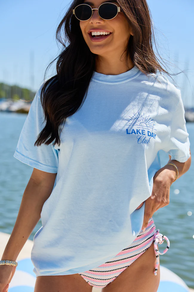 Lake Day Club Light Blue Comfort Colors Graphic Tee - Image 2
