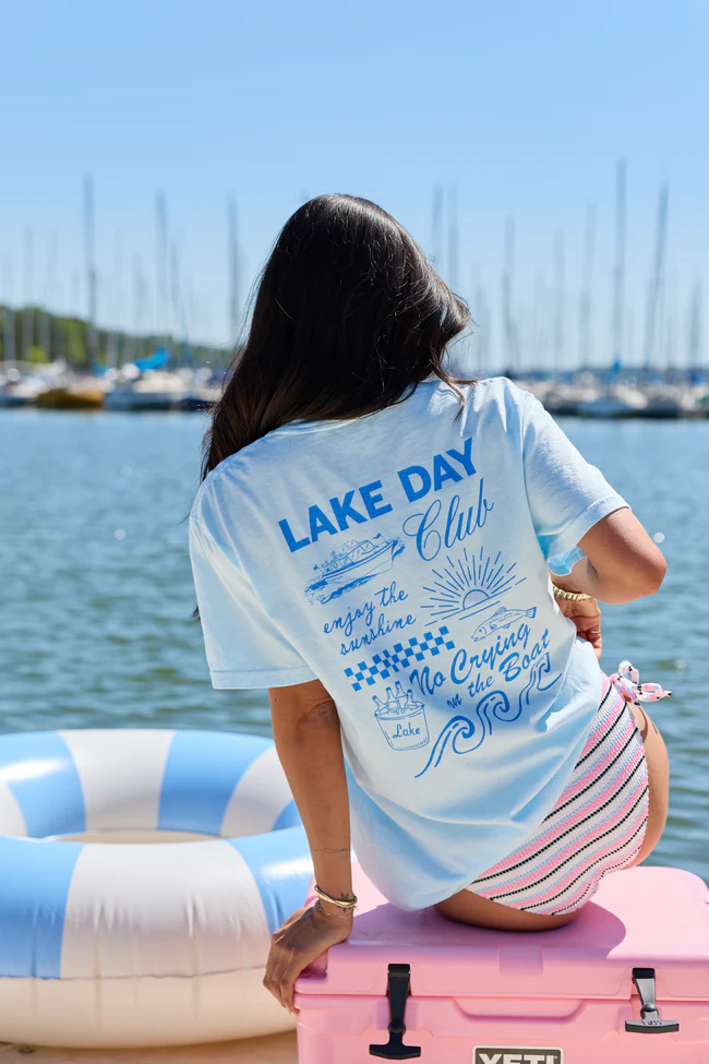 Lake Day Club Light Blue Comfort Colors Graphic Tee - Image 5