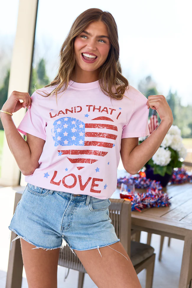 Land That I Love Light Pink Comfort Colors Graphic Tee