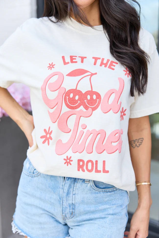 Let The Good Times Roll Ivory Comfort Colors Graphic Tee - Image 2