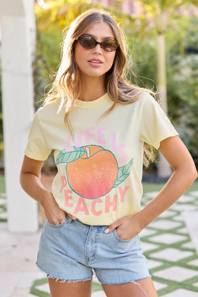 Life is Peachy Yellow Comfort Colors Graphic Tee