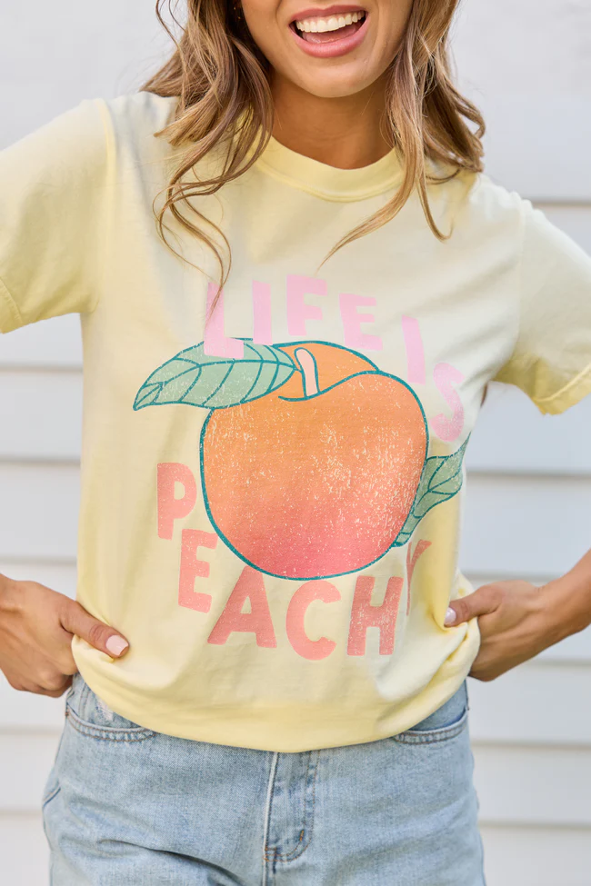 Life is Peachy Yellow Comfort Colors Graphic Tee - Image 2