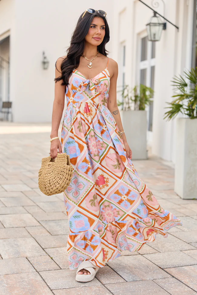 Lila Natural Beach Print Maxi Dress - Image 2