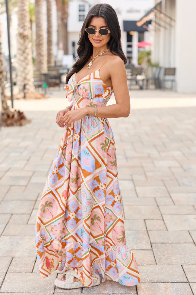 Lila Natural Beach Print Maxi Dress - Image 4