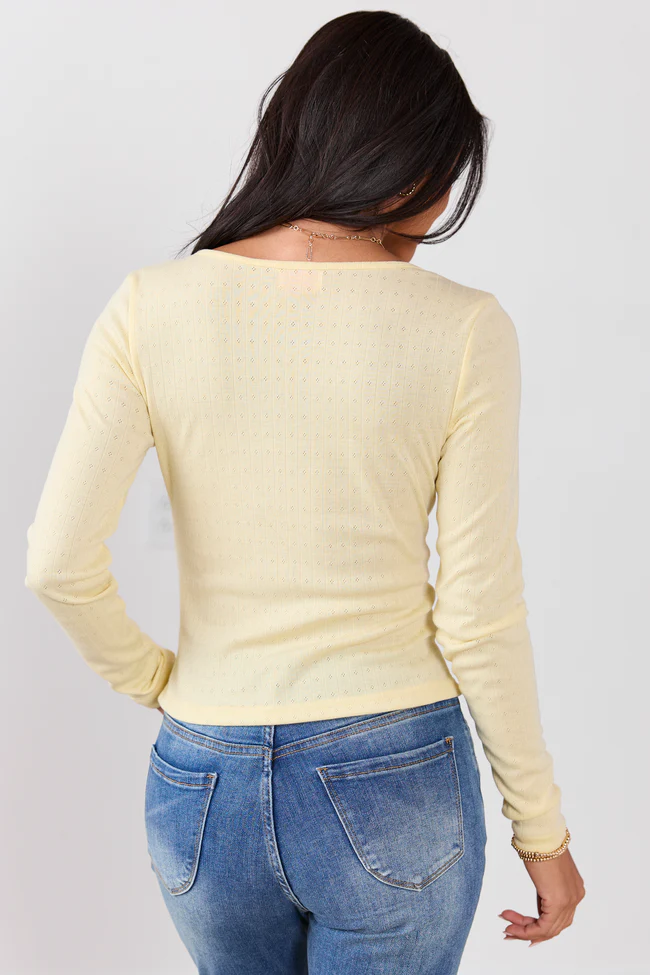 Lillian Yellow Ruched Front Long Sleeve Top FINAL SALE - Image 4