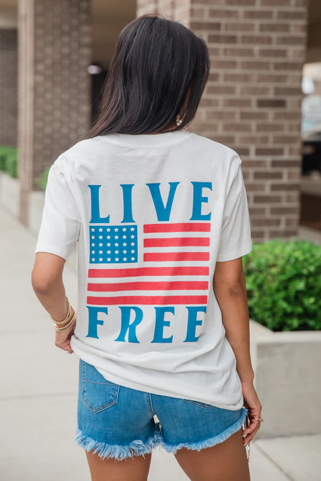 Live Free White Comfort Colors Graphic Tee