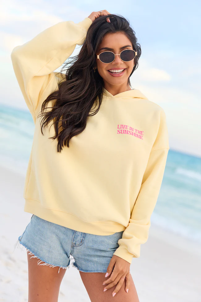 Live In The Sunshine Yellow Graphic Hoodie - Image 2
