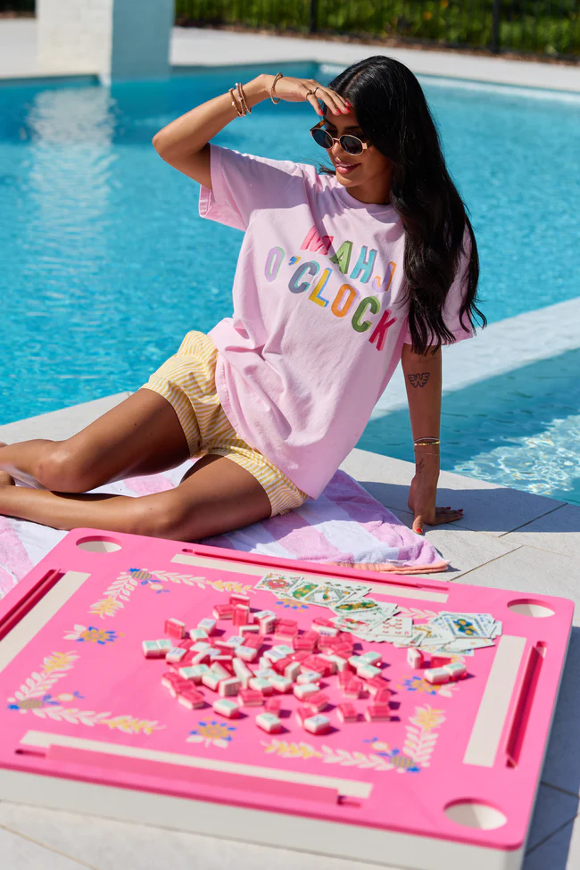 Mahj O'Clock Light Pink Comfort Colors Graphic Tee - Image 3