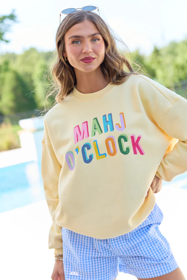 Mahj O'Clock Yellow Graphic Sweatshirt - Image 2