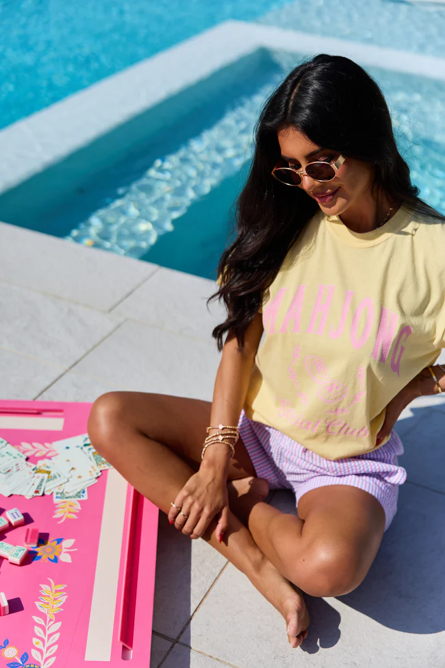 Mahjong Social Club Yellow Comfort Colors Graphic Tee - Image 2