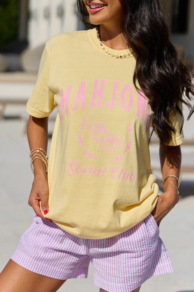 Mahjong Social Club Yellow Comfort Colors Graphic Tee - Image 3