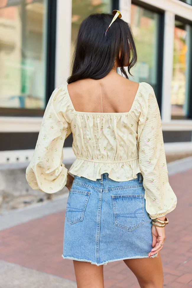 Maisie Yellow Floral Corset Woven Top SALE - Image 5