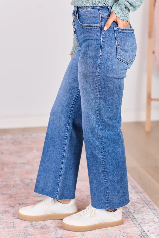 Malia Medium Wash High Rise Wide Leg Jeans FINAL SALE - Image 3
