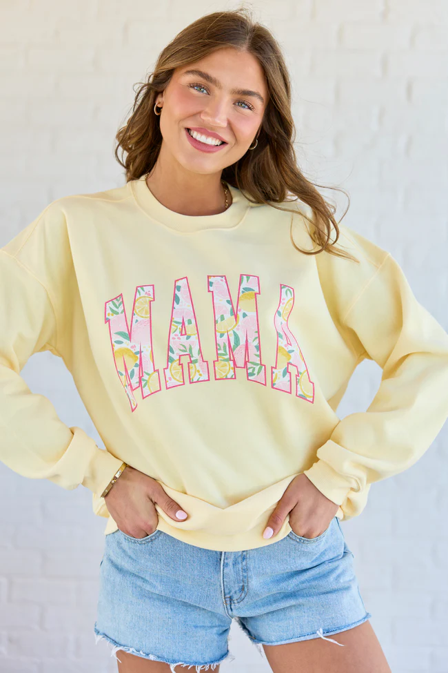 Mama Block Lemons Yellow Graphic Sweatshirt - Image 3