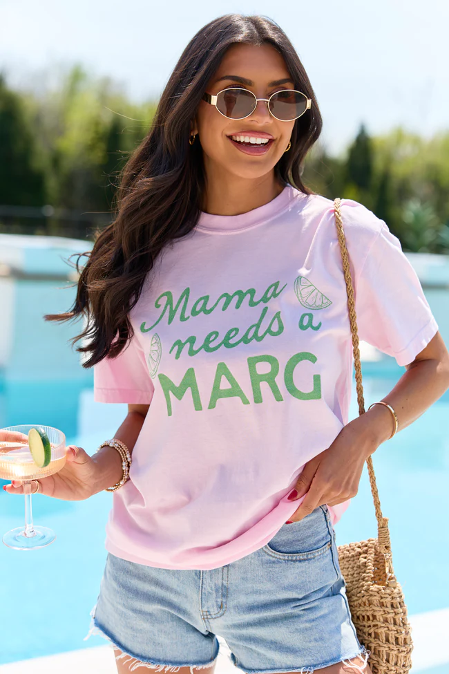Mama Needs A Marg Light Pink Comfort Colors Graphic Tee