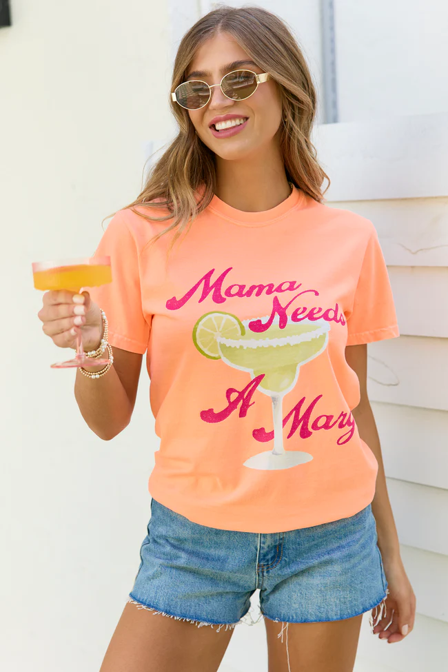 Mama Needs A Marg Neon Orange Comfort Colors Graphic Tee - Image 2