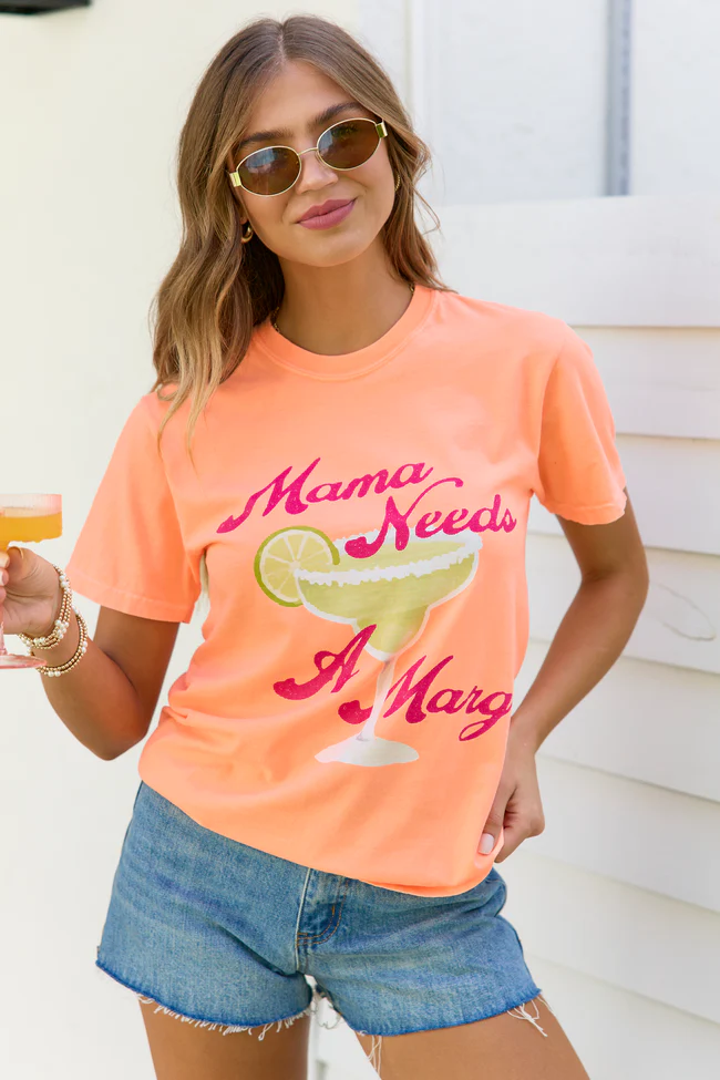 Mama Needs A Marg Neon Orange Comfort Colors Graphic Tee - Image 3