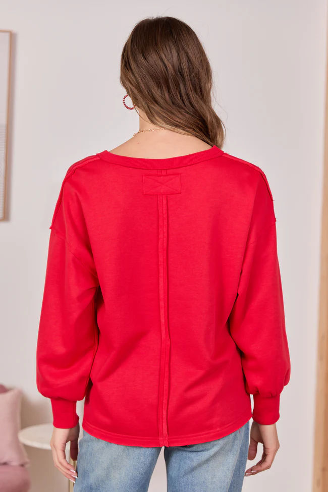 Masyn Red V-Neck Pullover FINAL SALE - Image 4