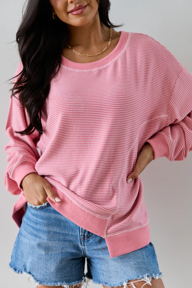 Melanie Pink Striped Pullover FINAL SALE - Image 3