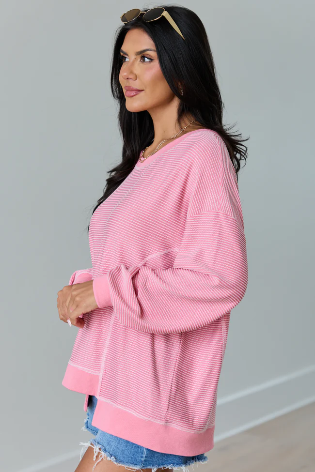 Melanie Pink Striped Pullover FINAL SALE - Image 5