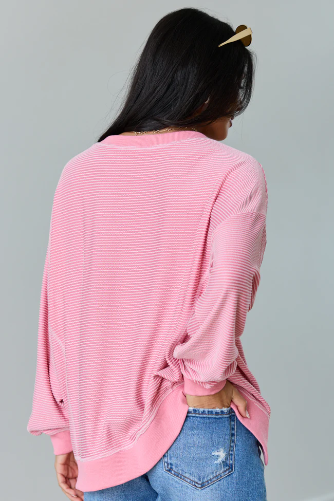 Melanie Pink Striped Pullover FINAL SALE - Image 6