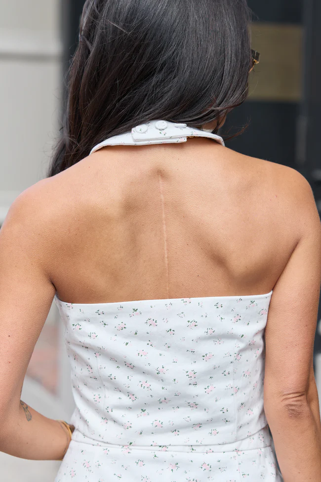 Meredith White And Pink Floral Halter Vest - Image 9